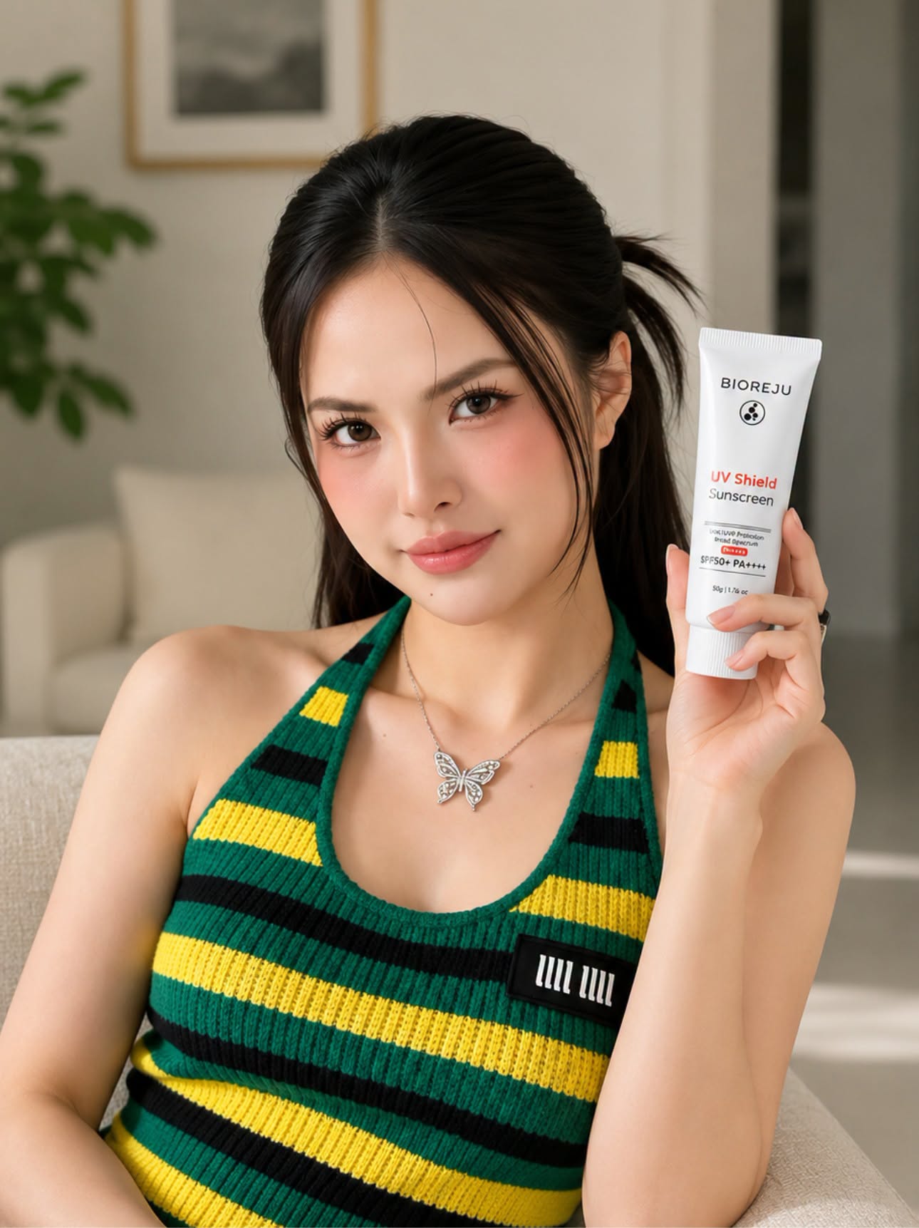 Khách dùng kem chống nắng BIOREJU UV Shield